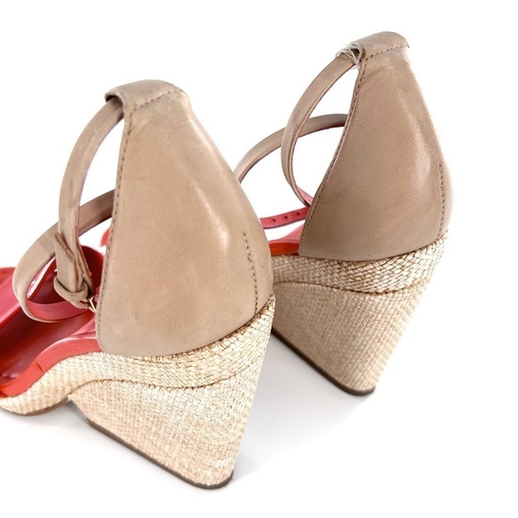 KATE SPADE ORANGE LEATHER ESPADRILLE WEDGE SANDALS HEELS - 7.5 - Picture 10 of 10